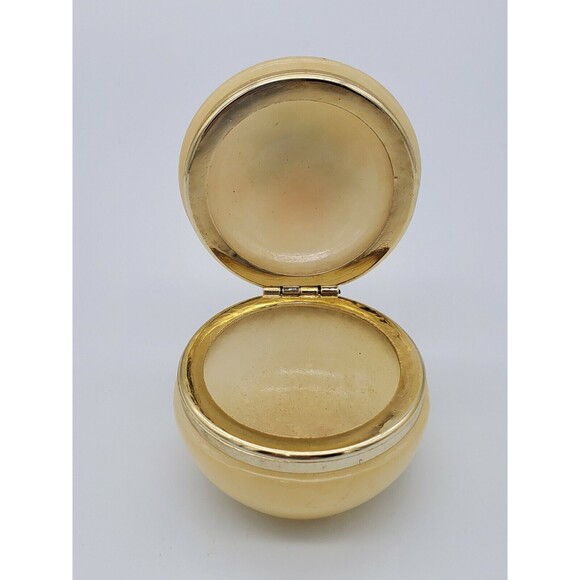 Vintage Firenze Alabaster Round Hinged Trinket Dish Floral Made in ITALY - Picture 3 of 12